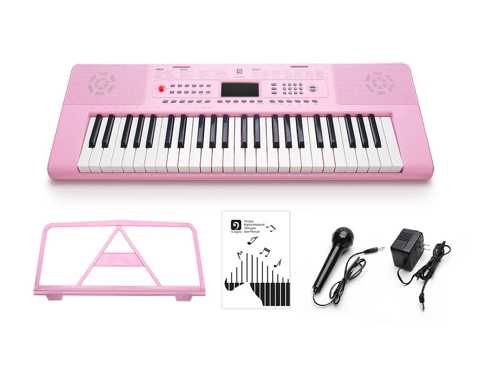 

Vangoa 49 Keys Digital Electronic Keyboard Piano Music with LCD Display Screen, Mic and Power Adapter