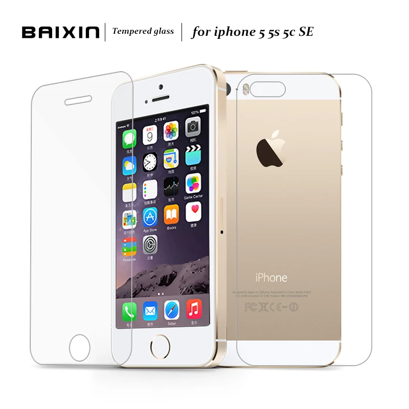2 pcs/lot Front + Back Premium Tempered Glass for iPhone 5s 5c 5 se  Anti-scratch 0.25D Screen Protector Film for iPhone5 s