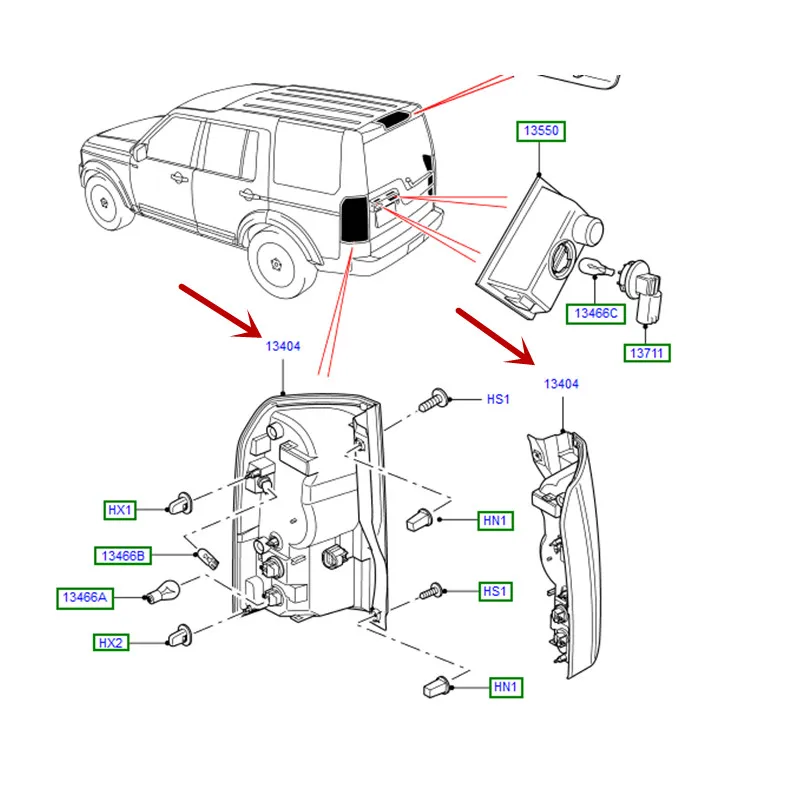 OE PARTLR052397 Замена автомобиля последние задние фонари обнаружения 4 land rover2010- задний стоп-сигнал задний Лампа сигнала поворота черное дно