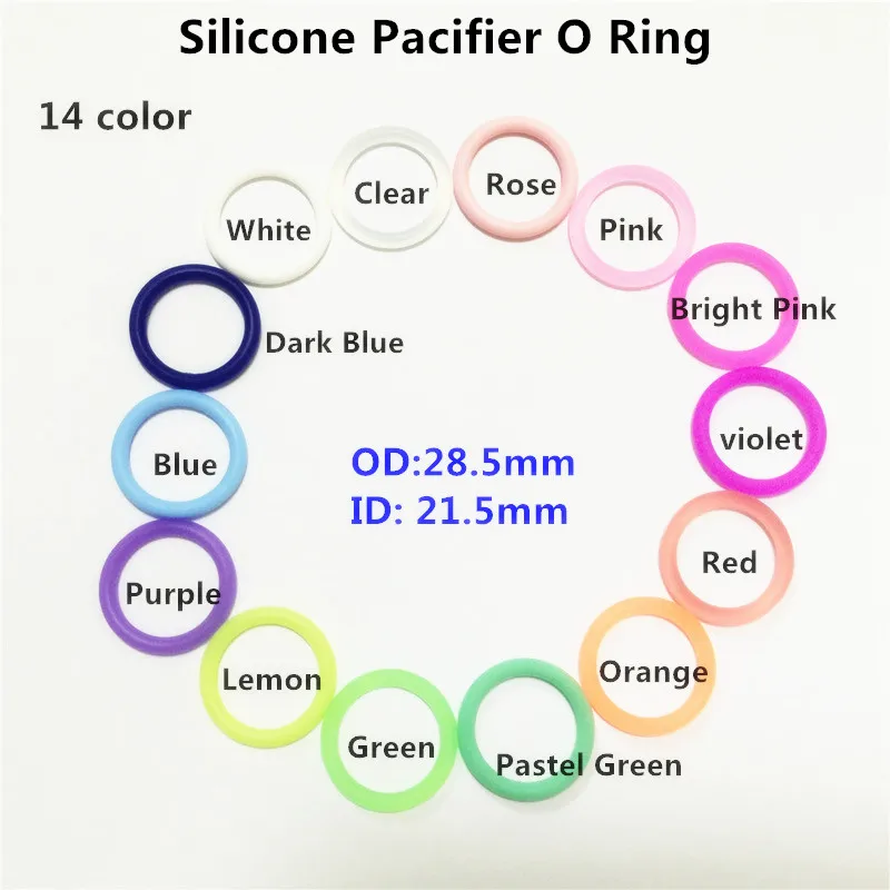 (20 couleur) 200 pièces sans BPA de qualité alimentaire silicone bébé sucette factice mam adaptateur O anneaux pour NUK diamètre intérieur 21.5mm (lot de 200)