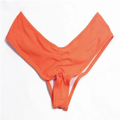 Плавки, v-образная форма, сексуальный купальник, для женщин, Бразильское бикини, нижняя часть, резинки, попа, стринги, танга, трусики, нижнее белье для пляжа, V130 - Цвет: Оранжевый