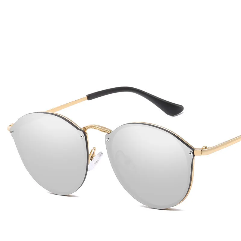 Роскошные круглые солнцезащитные очки для женщин, фирменный дизайн, кошачий глаз, Ретро стиль, без оправы, зеркальные солнцезащитные очки для женщин, Zonnebril Dames