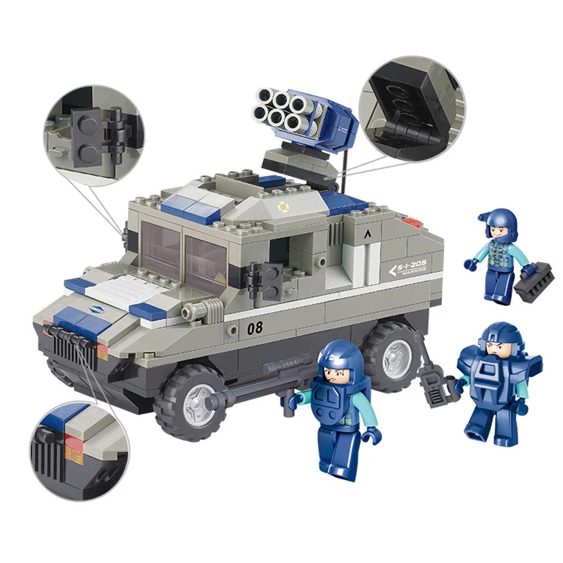 

265PCS Military Rocket Armore Car Constructor Model Figures Kit Block Compatible legoingly Soldier Army BricksToy for Children