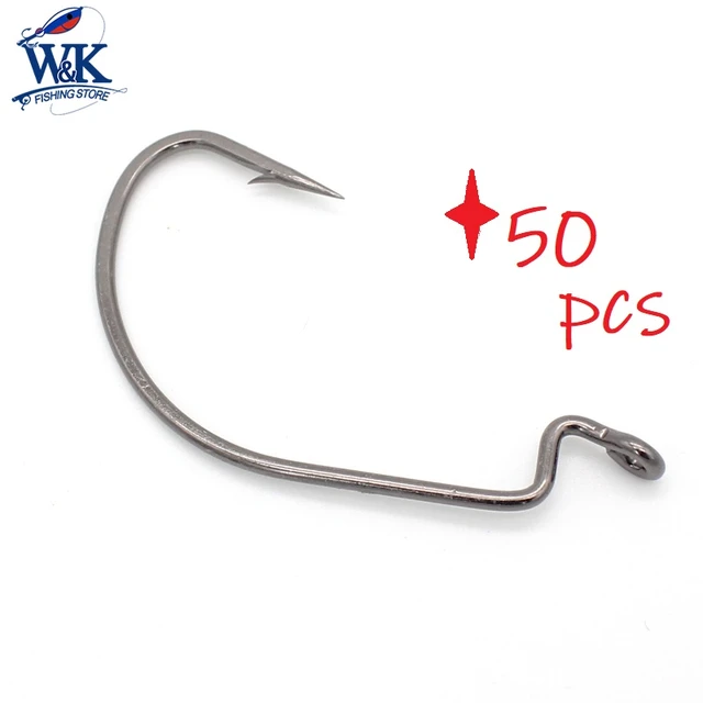 Hot-Sale Fishing Tackle Set 50 pcs Worm Hook Texas Rig Accessories Hook For  Soft Bait