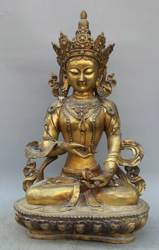 

USPS to USA S2177 23" Tibet Bronze Gild Seat Vajradhara Vajrabhairava Phurba Dagger Holder Statue (B0413)