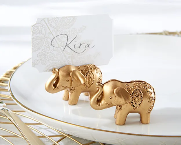 Lucky золотой слон держатели для карт-указателей мест за столом индийские Золотые Свадебные сувениры 24 шт