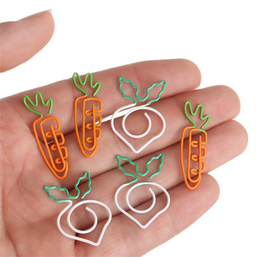 

5pcs/lot Mini Creative Kawaii Vegetable Carrot Shaped Metal Paper Clip DIY Bookmark Stationery School Office Supply