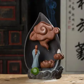 

Buddha Censer Backflow Incense Rrtro Lotus Xiangyu Incense Waterfall Ceramic Incense Burner Holder Office Little Monk Home Decor