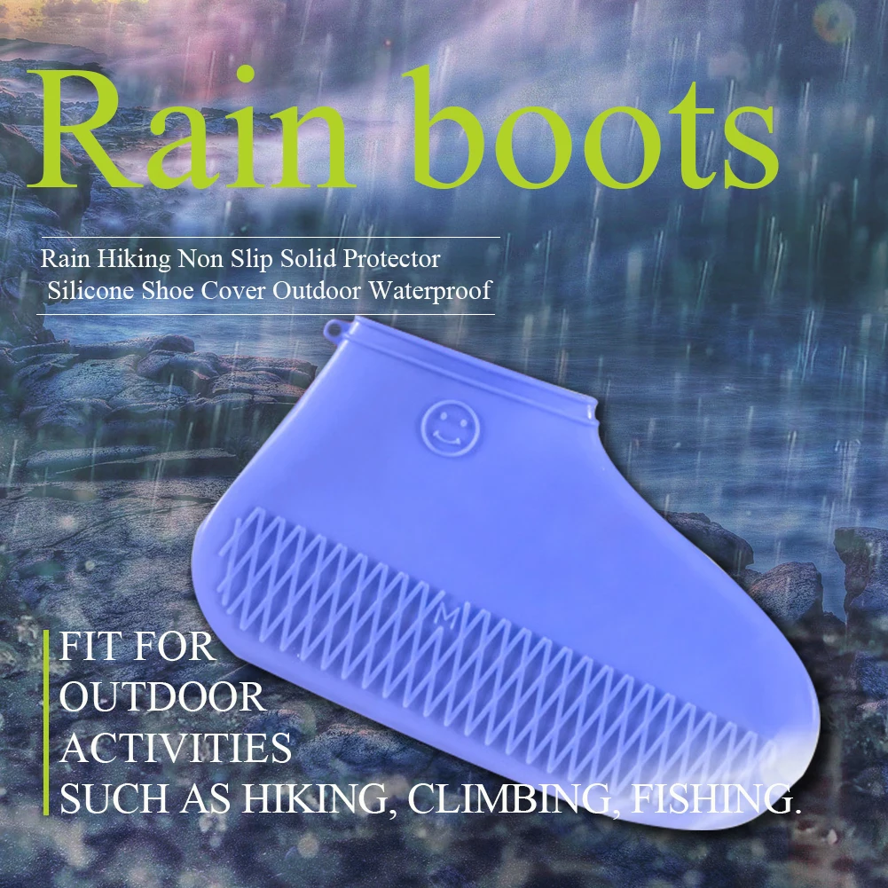 

Silicone Durable Protector Easy Clean Rain Non Slip Waterproof Shoe Cover Reusable Solid Outdoor Thicken Portable Hiking