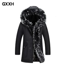 Зимняя новинка, Брендовое Мужское пальто парка с воротником из енота, Мужская Длинная утепленная куртка из вельвета, Мужская/женская зимняя куртка, Размер 5XL
