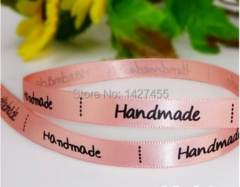 

100yards 3/8" 9-10mm pale pink satin ribbon printing lanyard diy hair accessory material letter hand made