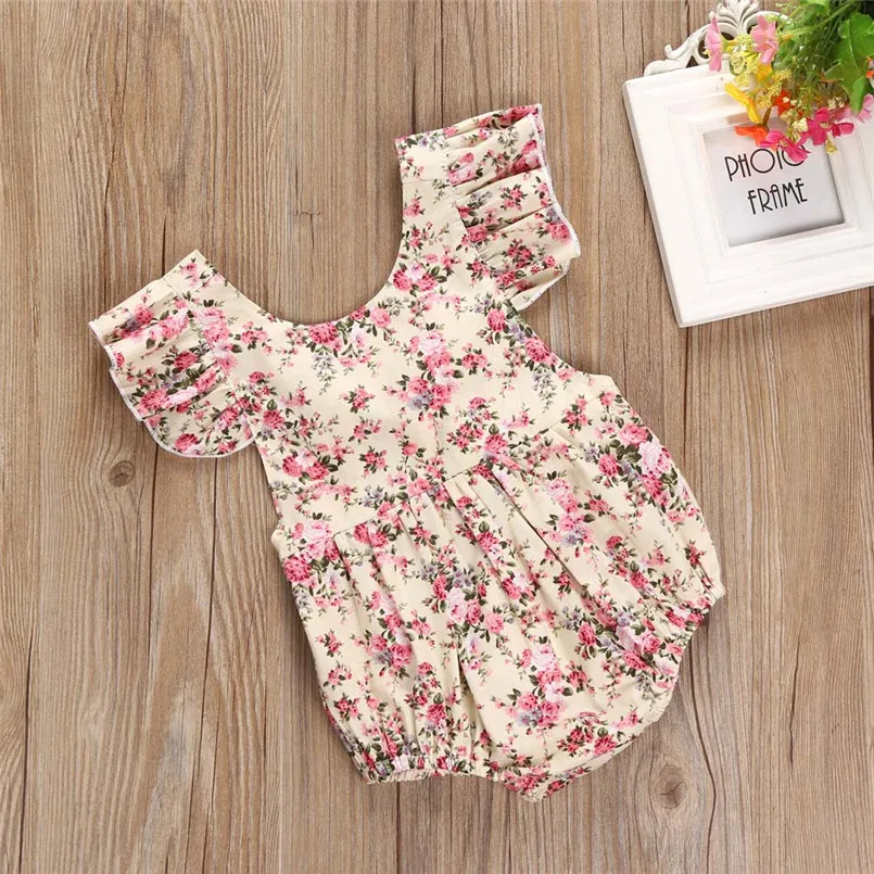 Baby Clothing Newborn Infant Kids Baby Girls Floral Romper Jumpsuit Outfit Playsuit Clothes romper do beb menina (10)