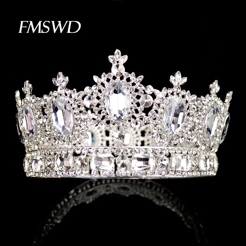 Серебро Золото Роскошный Полный Кристалл большая корона тиара модные стразы большой кристалл корона принцессы для невесты свадебный головной убор