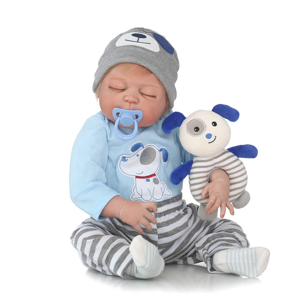 

57cm 100% full body reborn Silicone high quality for sale sleeping boy simulation reborn dolls birthday toy bebe alive bonecas
