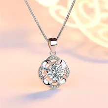 Романтические ювелирные изделия из нержавеющей стали с четырехлистным цветком, Длинная подвеска и ожерелье с австрийскими стразами Серебристые 925 цепочки для женщин вечерние