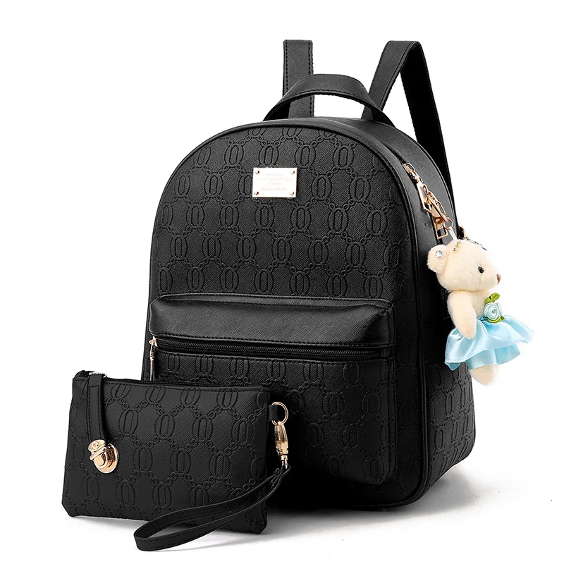 Famous Brand Women small Backpack 2/set female mini backpack PU Leather