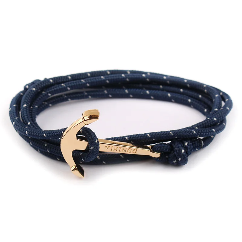 Горячая Распродажа модные витые браслеты индивидуальный морской якорь черный браслет-веревочка для мужчин и женщин металл