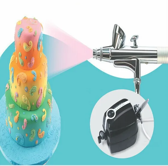 Cake Bakery Airbrush Kit Mini Compressor 5 Speed with Airbrush 0 3 0 5mm Nozzle 2CC