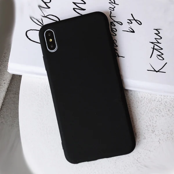 KJOEW карамельный цвет чехол для телефона s для iphone 11 Pro Max XR X XS Max 6 6S 7 8 Plus милый простой однотонный Мягкий силиконовый чехол - Цвет: Черный