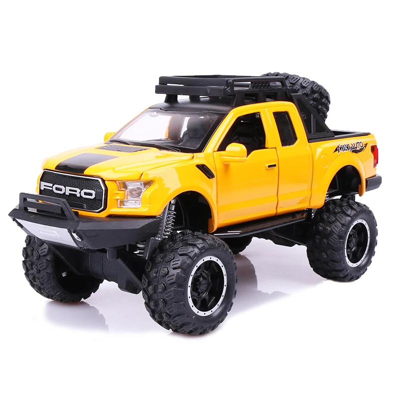 Koop KIDAMI 132 Raptor F150 Hohe Simulatie Pickup Refit Grote Wiel MINIAUTO Legering Diecast Model Auto Speelgoed voor Kinderen Gift