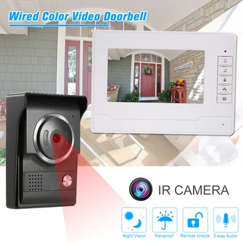 

7inch TFT-LCD Color Video Door Phone Support Night Vision Waterproof Unlock Monitor Doorbell Intercom System For Home Apartment