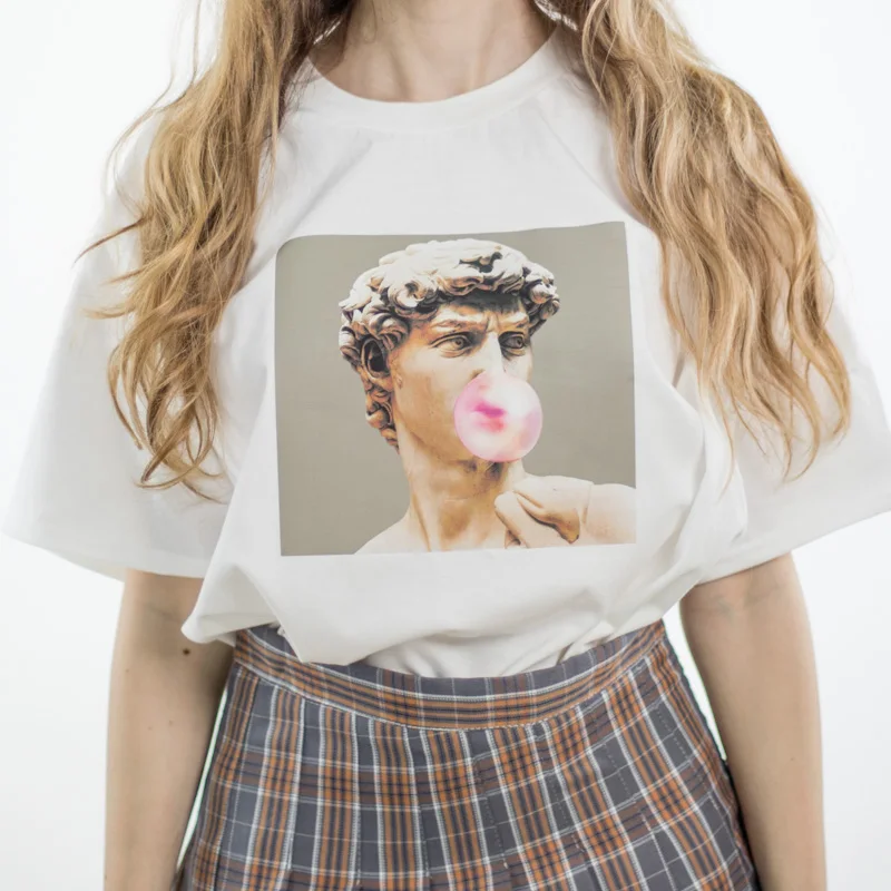 

David Michelangelo statue Bubble gum chewing gum print tshirt BUBBLEGUM SCULPTURE T-shirt cotton