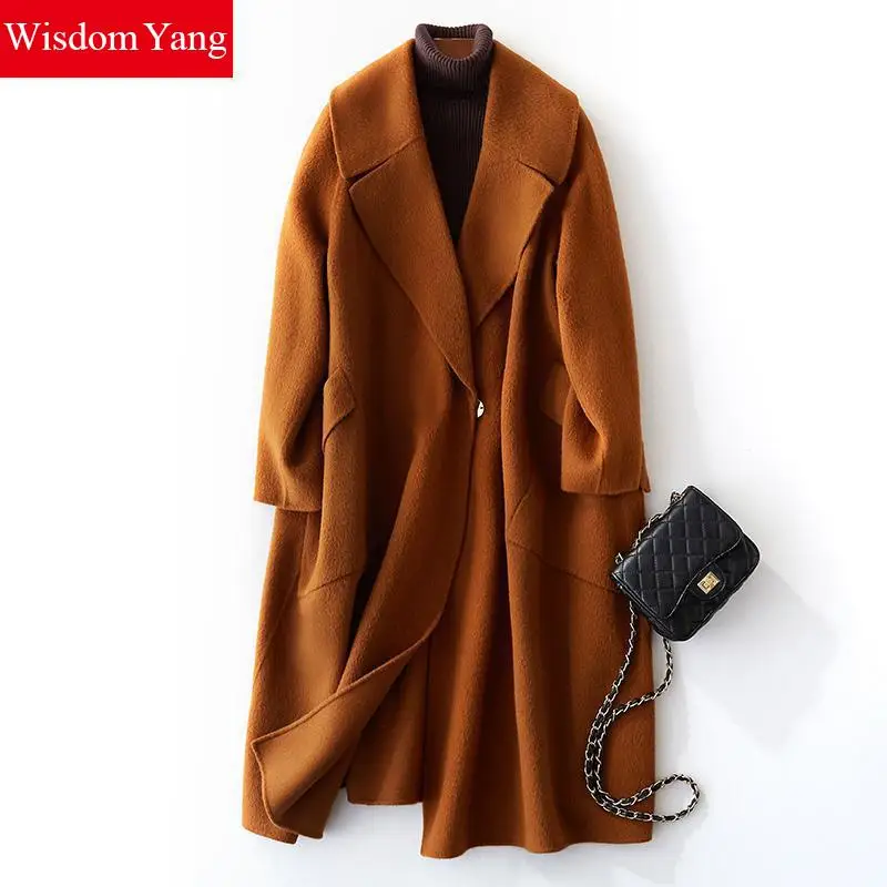 Élégant Manteau Survêtement Moutons Chameau Coat Lady khaki brown Femme Coat camel Coat Coat Femmes D'hiver Xlong 2018 Laine Casual Manteaux Kaki Lâche Beige De SrqwzS