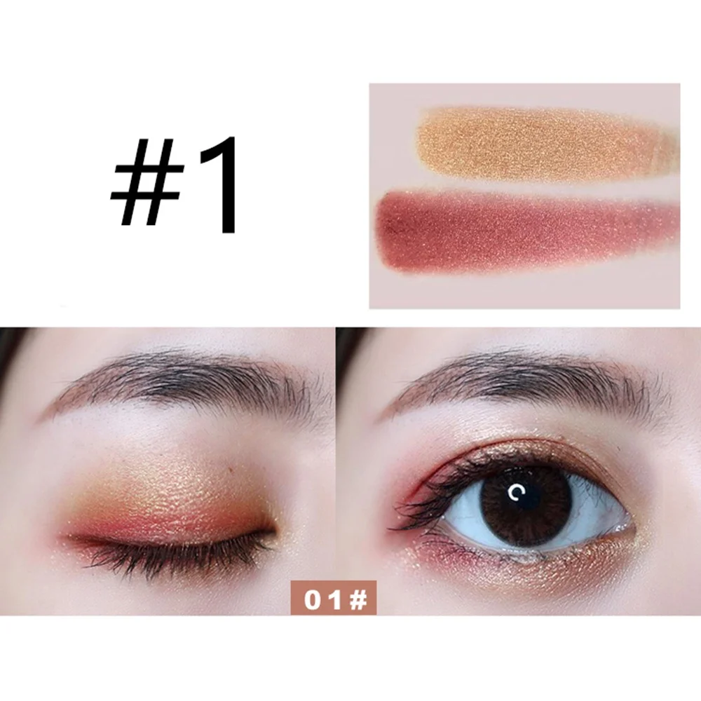 

Beauty 2 Colors Matte Shimmer Eyeshadow Pigmented Palette With Makeup Brushes Waterproof Smoky Eye Shadow Powder