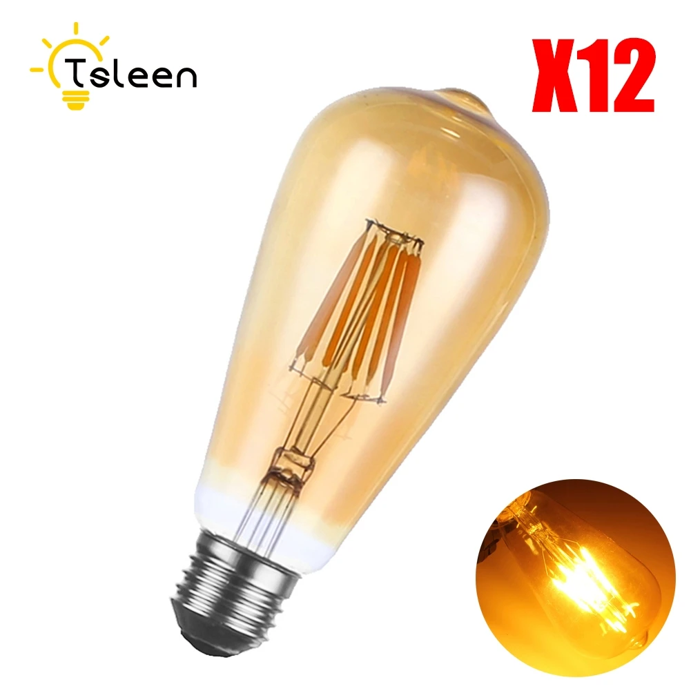 Cheap Wholesale 12PCS Dimmer E27 ST64 16W Warm White Dimmable COB LED