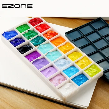 

EZONE 10/24/36/48 Grids Color Palette Soft Rubber Cover Plastic Palettes For Watercolor Gouache Acrylic Painting Kid Art Supply