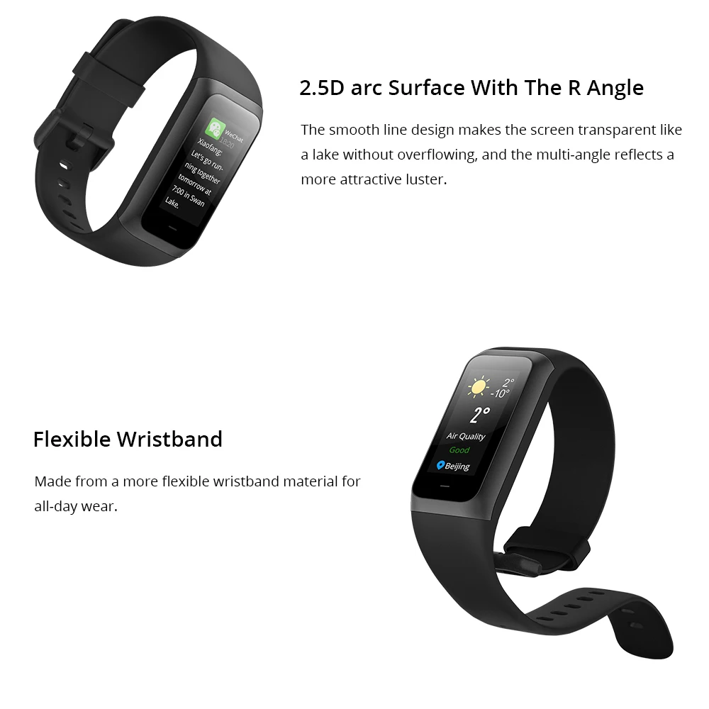 Amazfit Band Cor 2 умные часы 5ATM водонепроницаемые 2.5D цветные из нержавеющей стали для