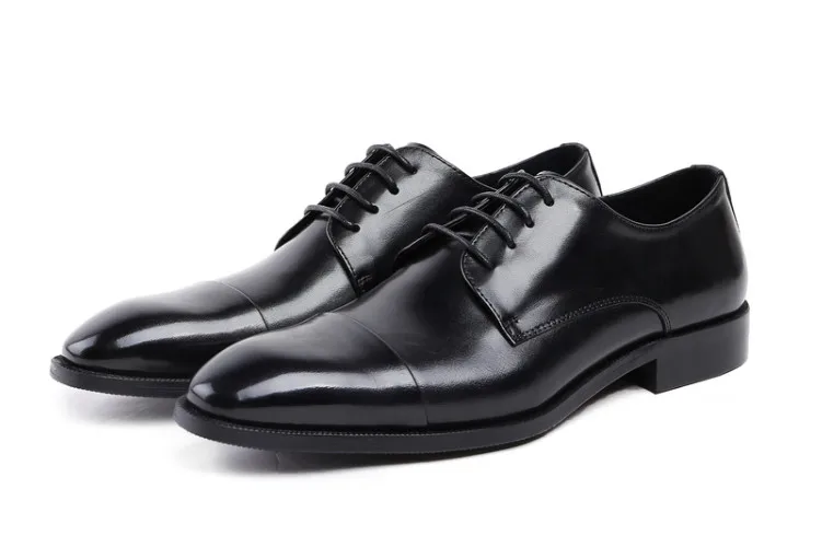 

Atmospheric simple men's business casual shoes Genuine Leather Mixed Color Lace Up Elegent Lace Up Business Dress Shoes