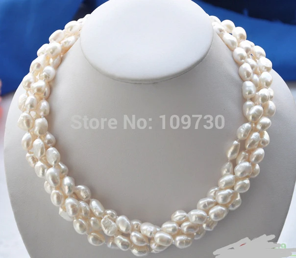 

Jewelr 003345 4row 20" WHITE BAROQUE FRESHWATER PEARL NECKLACE