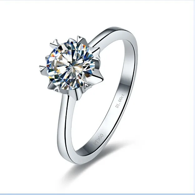

Romantic Solid 750 Gold Ring Snow Flake Style Flower Shape 1 CT Synthetic Diamonds Gold Ring Gorgeous Customize Jewelry For Wife