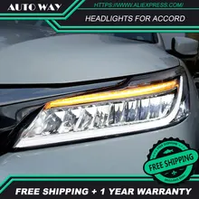 Car Styling Testa Della Lampada per Honda Accord Fari 2016 2017 LED Honda Accord Faro LED Opzione Angelo Occhio Bi LED