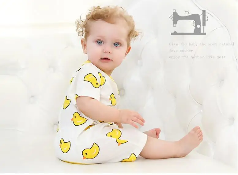 Pure Cotton Newborn Unisex Baby Summer Jumpsuit Infant Baby Boys Girls Cartoon Costumes Short Sleeve Rompers Baby Animal Clothe cute baby bodysuits