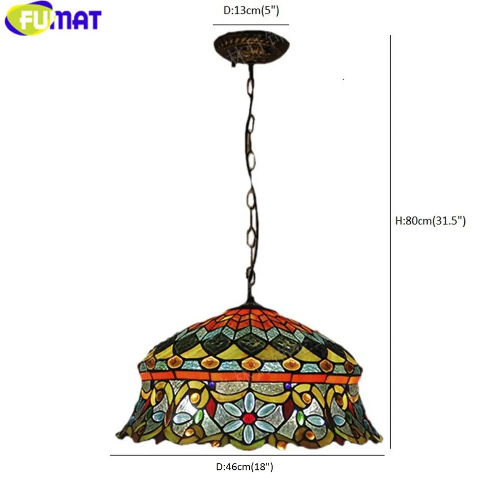 Подвесной светильник FUMAT Tiffany с цветком светодиодным витражным стеклом Подвесная
