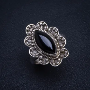 

Natural Black Onyx Handmade Unique 925 Sterling Silver Ring 6.5 B1262