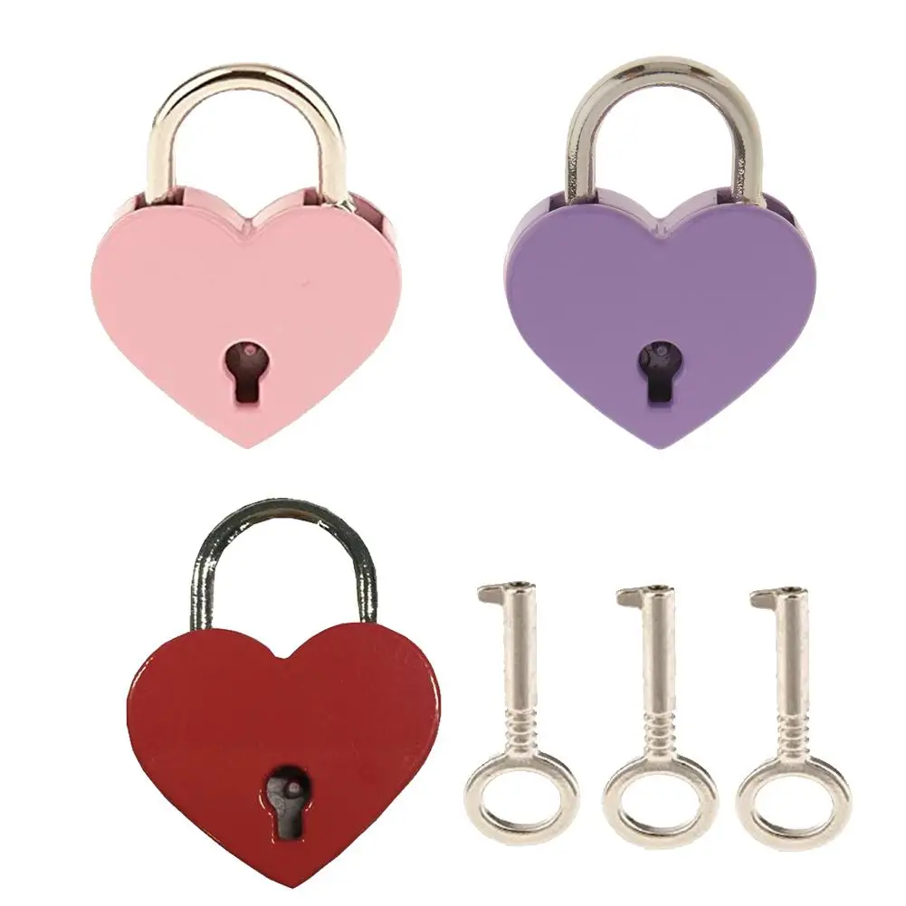 

3PCS/SET Fashion 3 Colors Lover's Padlock Heart-Shaped Padlock Peach Heart Lock With 3 Keys For Handbags Luggage Small Boxes J3