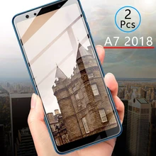 2pcs Protective Glass For Samsung A7 2018 Tempered Glass Screen Protector Full Cover Safety Tremp On