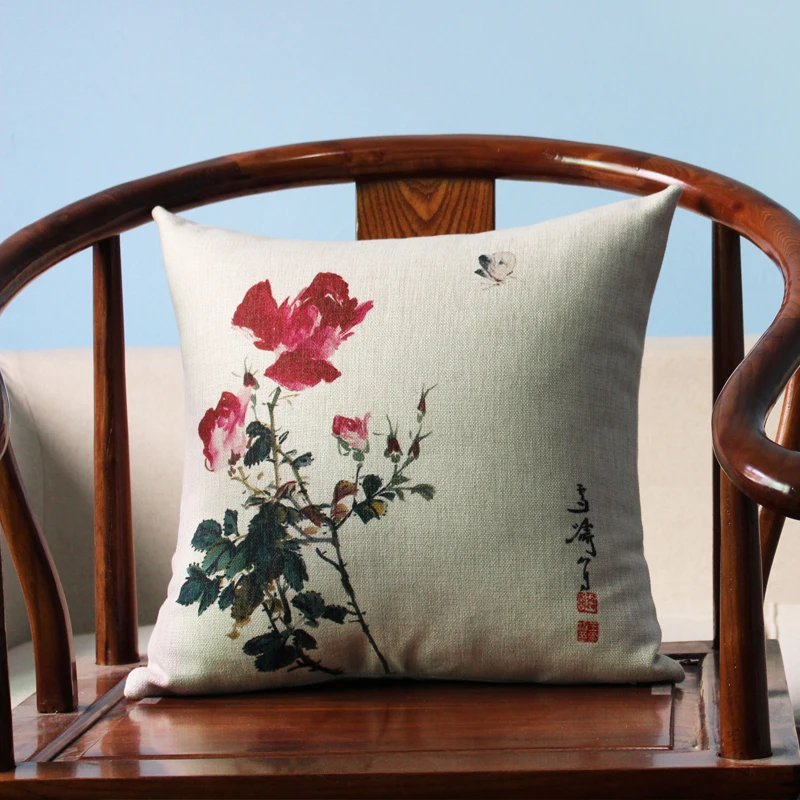 Chinese style Vintage painting Cushion Covers Sofa Cushion Covers Thick