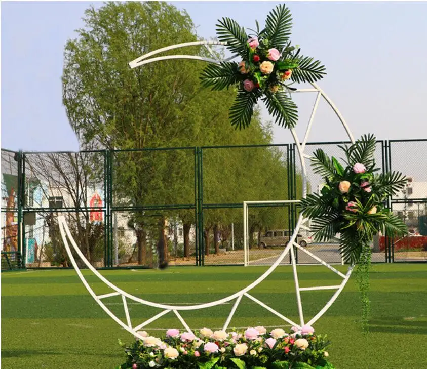 

Wedding scene decoration moon arch wedding stage background decoration moon ornaments forest department wedding layout