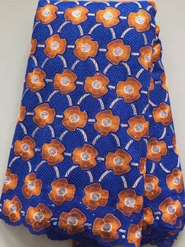 

Blue Nigerian Lace fabrics 2019 African Swiss Voile Lace High Quality Swiss Voile Lace in Switzerland For Wedding FLL3297