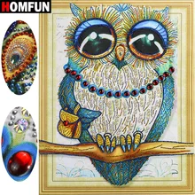 Homfun 5Dダイヤモンドの絵画動物特殊な形状ダイヤモンド刺繍フクロウラインストーン5D家の装飾のギフト40x50cm