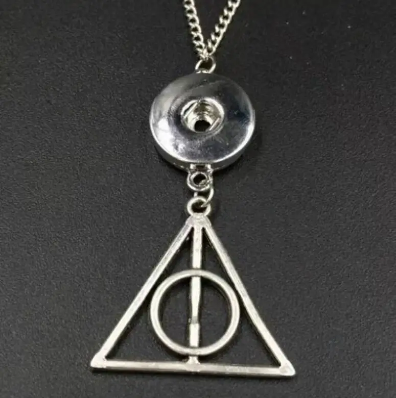 

Deathly Hallows Button Snap - Charms Pendants Necklace Vintage Silver Fashion Jewelry Gift New 10pcs B787