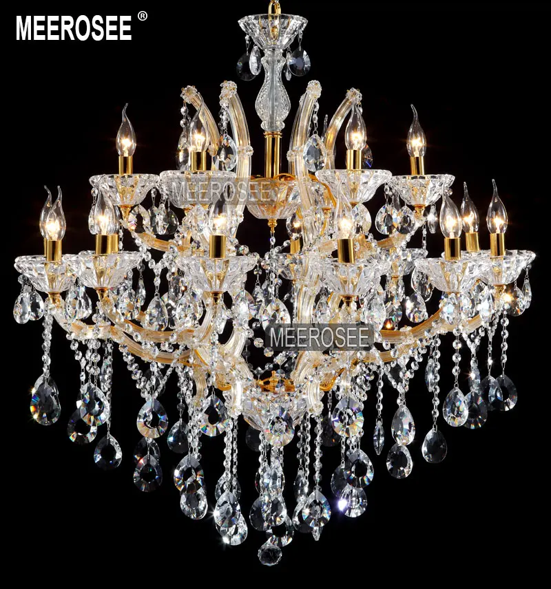 

18 Lamps Clear Crystal Chandelier Light Fixture Hotel Lustres Chandelier Lights Candle Kitchen cristal pendentes of Living room