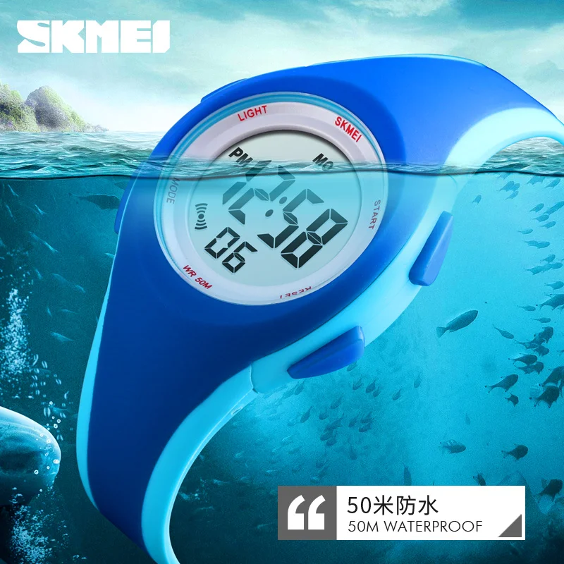 SKMEI 1459 подростковые Спортивные Светящиеся цифровые часы 50 м водонепроницаемые