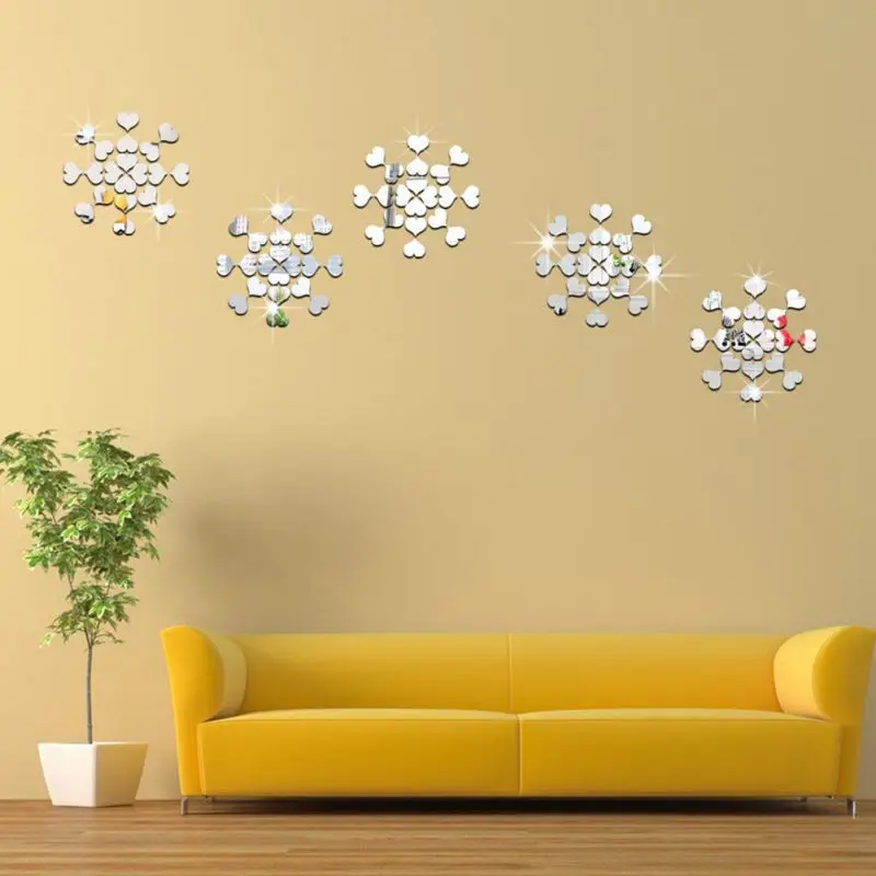 100pc DIY Decoration Mirror Wall Stickers 2*2CM Acrylic Mirrored