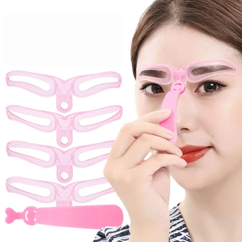

4 PCS Different Style Set Eyebrow Stencil Eye Brow Mold DIY Kit Drawing Template Eyebrow Shaper Simple Steps Makeup Tool