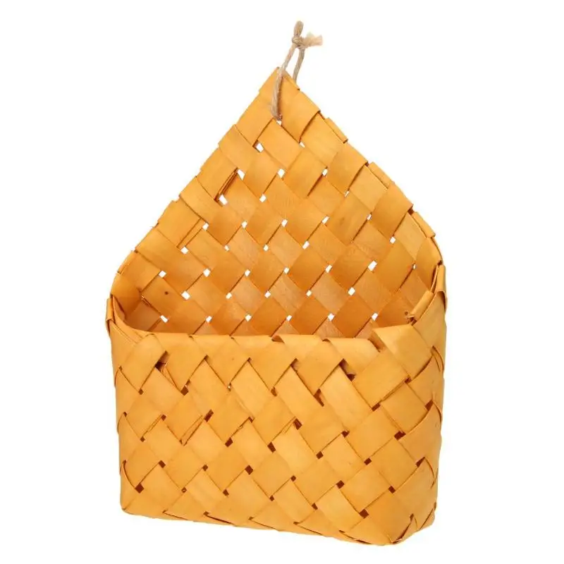 

1 Pcs Natural Fir Handmade Woven Baskets Flower Tableware Container Kitchen Wall Hanging Flower Pot Letter Box Storage Basket